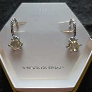 Stunning Silver and Yellow Hexagon Earrings